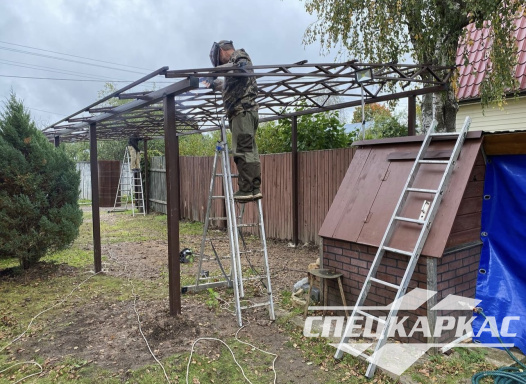 Односкатный навес для автомобилей (скат от соседа) №91 - фото 1863