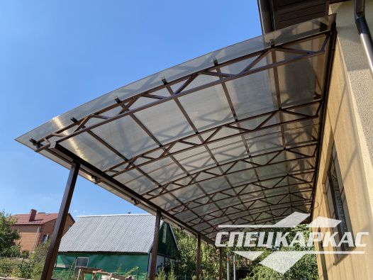 Навес из поликарбоната к дому для террасы №80 - фото 1755