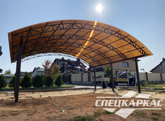 Усиленный навес из поликарбоната для двух автомобилей №88 - фото 1837