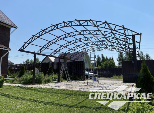 Усиленный металлический навес из поликарбоната для автомобилей №19 - фото 1151