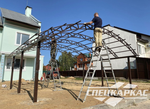 Усиленный навес из поликарбоната для двух автомобилей №88 - фото 1834