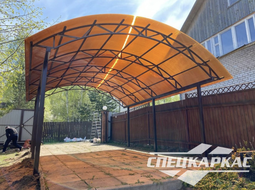 Усиленный навес из поликарбоната для парковки одного автомобиля №29 - фото 1252