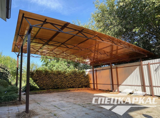Односкатный навес из поликарбоната (скат за забор) №92 - фото 1871