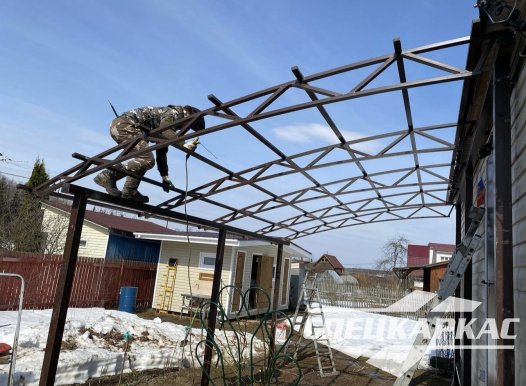 Навес из поликарбонта к дому | Примыкающий навес из поликарбоната над входом в дом №41 - фото 1368