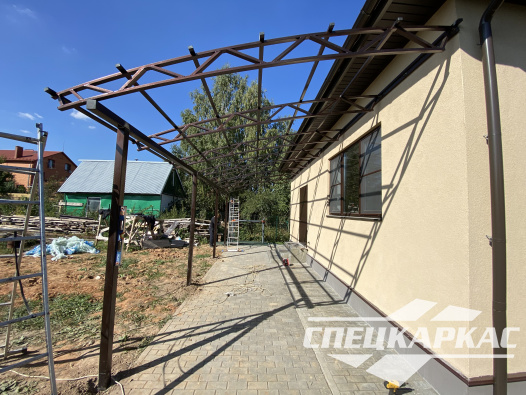 Навес из поликарбоната к дому для террасы №80 - фото 1754